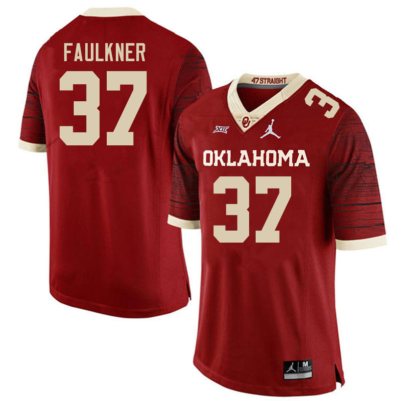 Men #37 River Faulkner Oklahoma Sooners College Football Jerseys Stitched-Retro